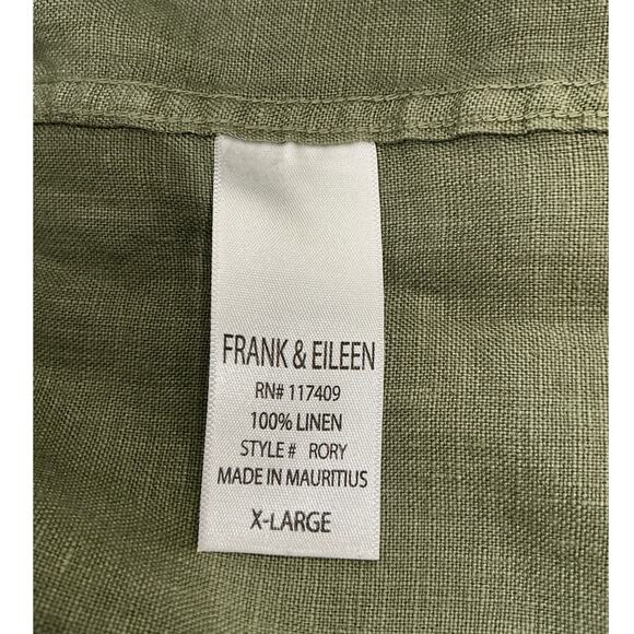 Frank & Eileen Rory Shirtdress Maxi Dress In Olive Size XL Washed Linen Made USA - Picture 13 of 16